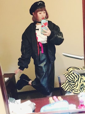 「me（ミイ）のアイテム（スカート）」を使った、小鸟胃Abby酱さん（レディース・159cm）の冬コーディネート