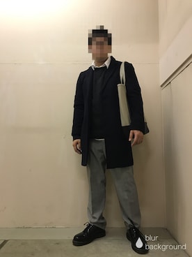 「JUNRED（ジュンレッド）のアイテム（トートバッグ）」を使った、ケンさん（メンズ・168cm）の冬コーディネート