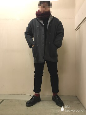 「バーバリー」｜「アイテム（チェスターコート）」を使った、ケンさん（メンズ・168cm）の冬コーディネート
