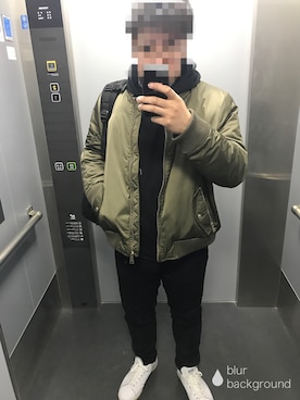 「Calvin Klein（カルバン・クライン）のアイテム（MA-1）」を使った、ケンさん（メンズ・168cm）の冬コーディネート