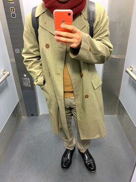 「A.P.C.（アーペーセー）のアイテム（スラックス）」を使った、ケンさん（メンズ・168cm）の冬コーディネート