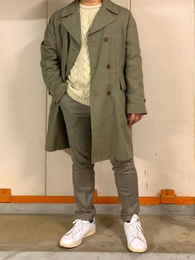 「A.P.C.（アーペーセー）のアイテム（スラックス）」を使った、ケンさん（メンズ・168cm）の冬コーディネート