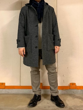 「A.P.C.（アーペーセー）のアイテム（スラックス）」を使った、ケンさん（メンズ・168cm）の冬コーディネート