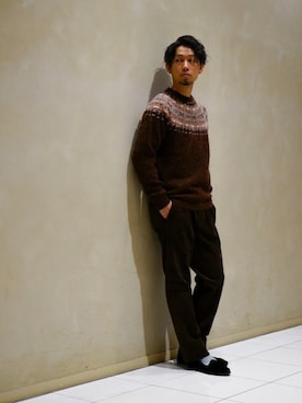 「アイテム（トップス、ブラウン系）」を使った、SHINOさん（メンズ・168cm）の秋コーディネート