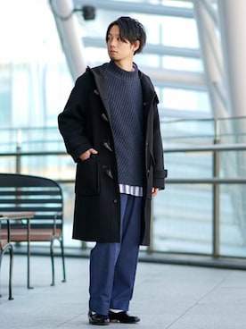 「ブラック」｜「アイテム（その他アウター）」を使った、SHINOさん（メンズ・168cm）の冬コーディネート