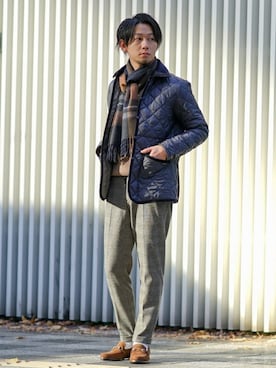 「LAVENHAM（ラベンハム）のアイテム（ブルゾン）」を使った、SHINOさん（メンズ・168cm）の冬コーディネート