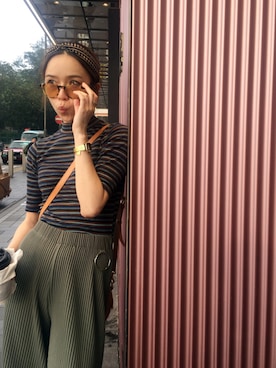 「MONKI（モンキ）のアイテム（カチューシャ）」を使った、MARY•JOEYTSEさん（レディース・163cm）の春コーディネート