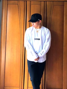 「アイテム（キャップ）」を使った、敬太さん（メンズ・178cm・10代）の秋コーディネート