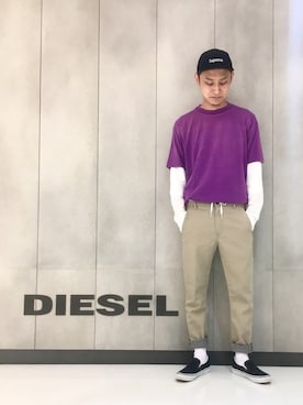 「ディーゼル」｜「アイテム（スリッポン）」を使った、NＴさん（メンズ・177cm）の春コーディネート