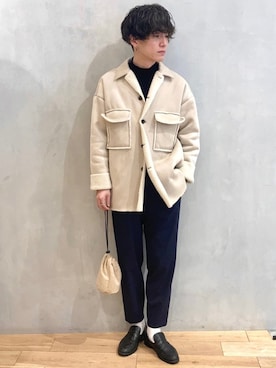 「巾着バッグ」｜「アイテム（その他アウター）」を使った、kainanさん（メンズ・176cm）の冬コーディネート