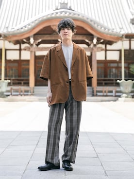 「レースアップシューズ」｜「アイテム（その他アウター）」を使った、kainanさん（メンズ・176cm）の春コーディネート