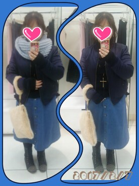 「ファークラッチ」｜「アイテム（ブルゾン）」を使った、mihoさん（レディース・148cm）の冬コーディネート