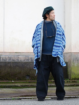 「BLUE BLUE（ブルーブルー）のアイテム（レッグウェア）」を使った、INDIGOさん（メンズ・171cm）の冬コーディネート