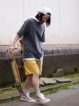 「tone（トーン）のアイテム（帽子）」を使った、INDIGOさん（メンズ・171cm）の春コーディネート