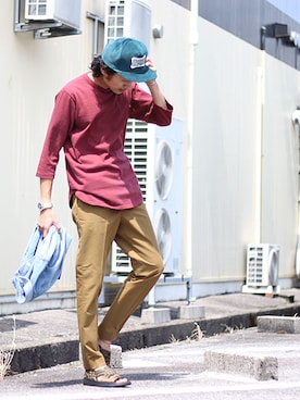 「FilMelange（フィルメランジェ）のアイテム」を使った、INDIGOさん（メンズ・169cm）の夏コーディネート