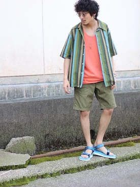 「CAL O LINE（キャルオーライン）のアイテム」を使った、INDIGOさん（メンズ・169cm）の夏コーディネート