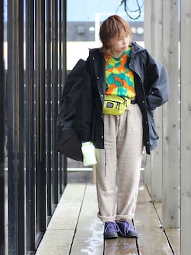 「雨」｜「アイテム（マウンテンパーカー）」を使った、INDIGOさん（レディース・154cm）の夏コーディネート