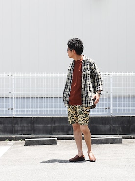 「カモ柄」｜INDIGOさん（メンズ・183cm）の夏コーディネート