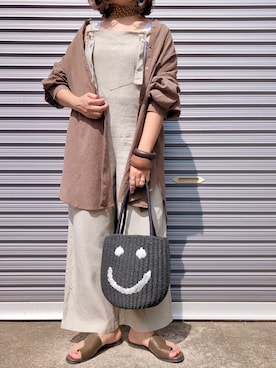 「ロングシャツ」｜「アイテム（サロペット/オーバーオール）」を使った、yukippeさん（レディース・150cm）の夏コーディネート