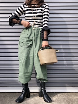 「BITTOKO（ビットコ）のアイテム（パンツ）」を使った、yukippeさん（レディース・150cm）の春コーディネート