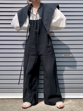 「付け襟」｜「アイテム（オールインワン・サロペット）」を使った、yukippeさん（レディース・150cm）の春コーディネート