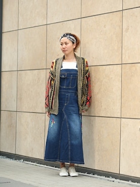 「チチカカ（チチカカ）のアイテム（オールインワン・サロペット）」を使った、チチカカさん（レディース・163cm）の春コーディネート