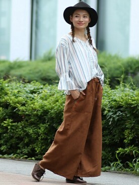 「刺繍」｜「アイテム（モカシン/デッキシューズ）」を使った、チチカカさん（レディース・160cm）の夏コーディネート