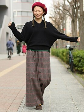 「チチカカ」｜「アイテム（モカシン/デッキシューズ）」を使った、チチカカさん（レディース・160cm）の冬コーディネート