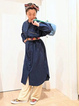 「刺繍」｜「アイテム（スリッポン）」を使った、チチカカさん（レディース・155cm）の春コーディネート