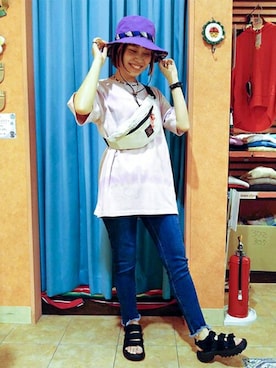 「チチカカ」｜「アイテム（ボディバッグ/ウエストポーチ）」を使った、チチカカさん（レディース・158cm）の春コーディネート