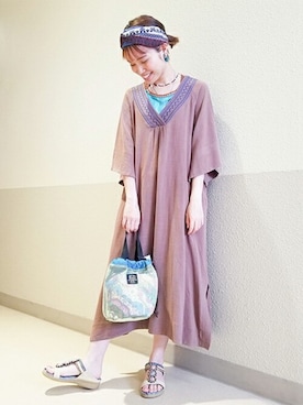 「チチカカ」｜「アイテム（タンクトップ）」を使った、チチカカさん（レディース・158cm）の夏コーディネート