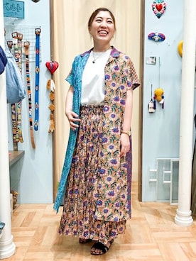 「チチカカ」｜「アイテム（シャツワンピース）」を使った、チチカカさん（レディース・165cm）の夏コーディネート