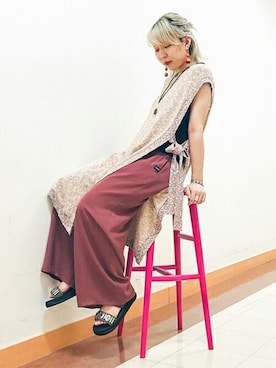 「チチカカ」｜「アイテム（ベスト）」を使った、チチカカさん（レディース・165cm）の夏コーディネート