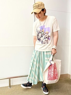 「キャップ女子」｜チチカカさん（レディース・161cm）の夏コーディネート