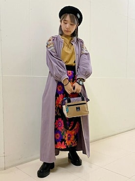 「羽織り」｜「アイテム（ハンチング/ベレー帽）」を使った、チチカカさん（レディース・151cm）の秋コーディネート