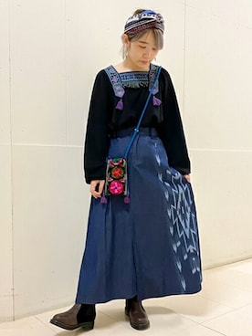 「エスニック」｜「アイテム（財布/小物）」を使った、チチカカさん（レディース・151cm）の秋コーディネート