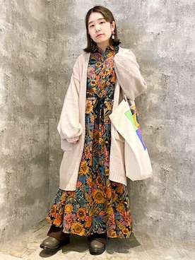 「チチカカ」｜「アイテム（シャツワンピース）」を使った、チチカカさん（レディース・151cm）の秋コーディネート