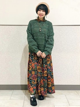 「エスニック」｜「アイテム（シャツワンピース）」を使った、チチカカさん（レディース・152cm）の冬コーディネート