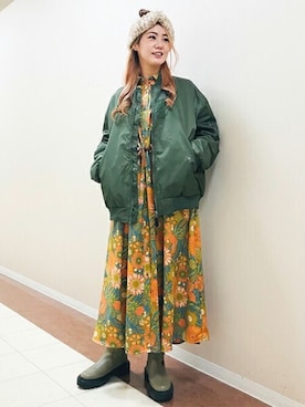 「甘辛mix」｜「アイテム（MA-1）」を使った、チチカカさん（レディース・161cm）の冬コーディネート