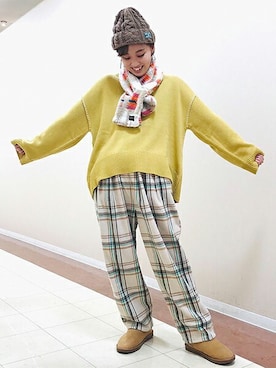 「チチカカ」｜「アイテム（ニットキャップ/ビーニー）」を使った、チチカカさん（レディース・156cm）の冬コーディネート