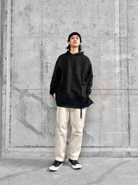 「STAMPD（スタンプド）のアイテム（帽子）」を使った、小田十夢さん（メンズ・178cm）の冬コーディネート