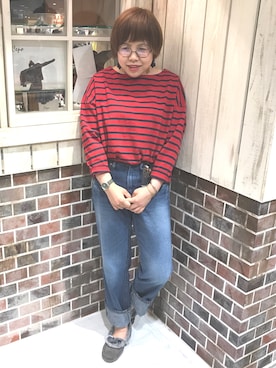 「アシメ」｜「アイテム（ハンチング/ベレー帽）」を使った、ふじ。さん（レディース・157cm）の秋コーディネート