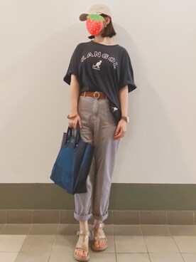 「YOUNG&OLSEN The DRYGOODS STORE（ヤングアンドオルセン）のYOUNG&OLSEN EMBOSSED レザートートバッグ（M）◆（トートバッグ）」を使った、PinkLove♡さん（レディース・164cm）の秋コーディネート