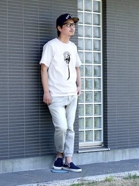 「The DUFFER of ST.GEORGE（ザダファーオブセントジョージ）のアイテム（キャップ）」を使った、YOSHIさん（メンズ・173cm）の夏コーディネート