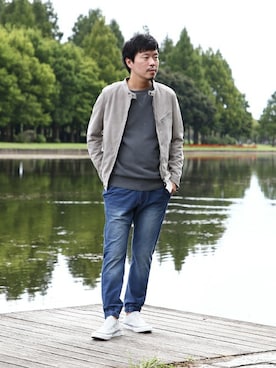 「The DUFFER of ST.GEORGE（ザダファーオブセントジョージ）のアイテム（ライダースジャケット）」を使った、YOSHIさん（メンズ・173cm）の秋コーディネート