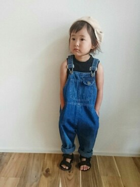 「スポサン」｜「アイテム（サロペット/オーバーオール）」を使った、WAKO♡さん（キッズ・90cm）の夏コーディネート