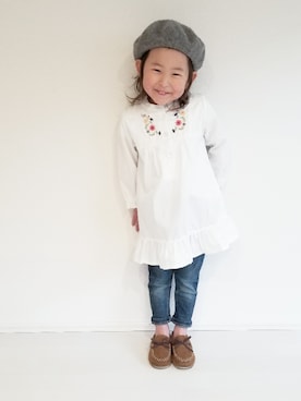 「西松屋」｜「アイテム（シャツワンピース）」を使った、WAKO♡さん（キッズ・90cm）の春コーディネート