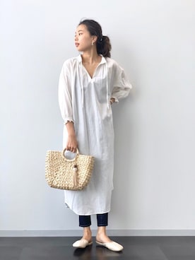 「LAKOLE（ラコレ）のアイテム（かごバッグ）」を使った、yuuさん（レディース・165cm）の春コーディネート