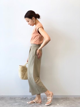 「LAKOLE（ラコレ）のアイテム（かごバッグ）」を使った、yuuさん（レディース・165cm）の夏コーディネート