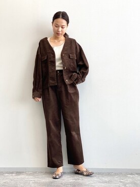 「LAKOLE（ラコレ）のアイテム（ノーカラージャケット）」を使った、yuuさん（レディース・165cm）の夏コーディネート